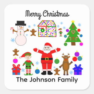 Vrolijk kerstcadeau voor 1 stickers