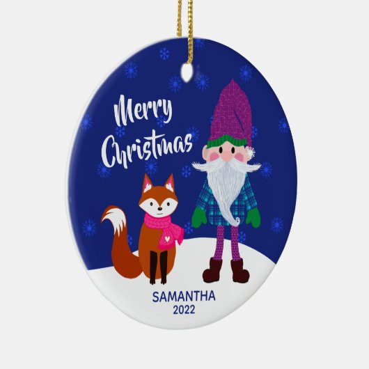 Vrolijk kerstcadeau voor fox snowflakes, Midnight  Keramisch Ornament (Rechts)