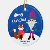 Vrolijk kerstcadeau voor persoonlijk tintje blauw keramisch ornament (Links)