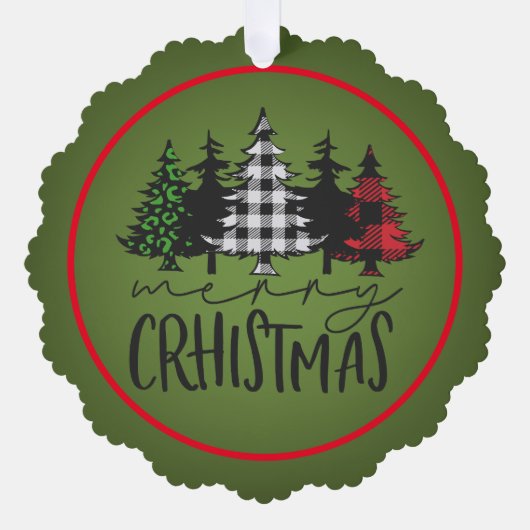 Vrolijk kerstcadeaubomen ornament kaart (Voorkant)