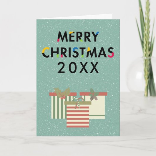 Vrolijk kerstcadeaudozen feestdagen kaart (Voorkant)