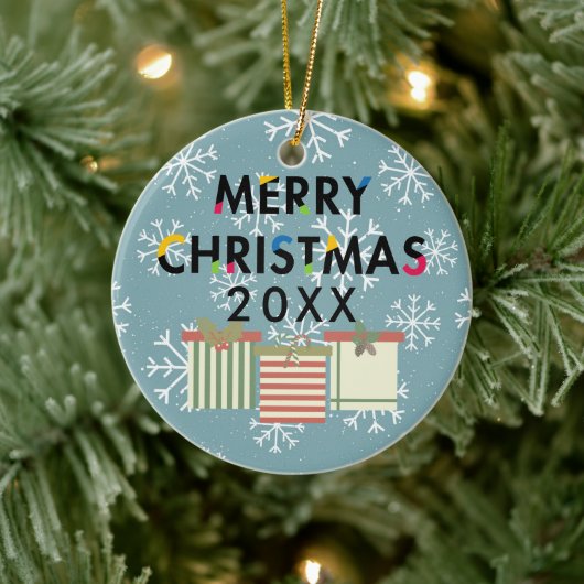 Vrolijk kerstcadeaudozen keramisch ornament (Boom)