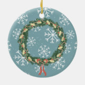 Vrolijk kerstcadeaudozen keramisch ornament (Achterkant)