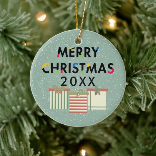 Vrolijk kerstcadeaudozen keramisch ornament (Boom)