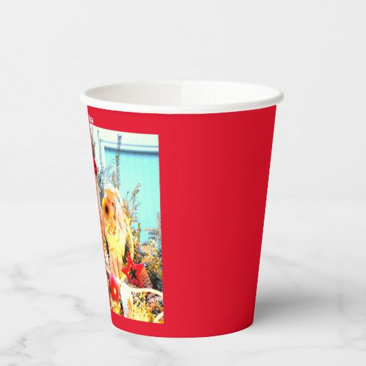 Vrolijk kerstcadeauengeltje papieren bekers (Links)