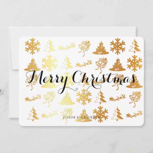 Vrolijk kerstcadeaukaart in wit en goud kaart (Voorkant)