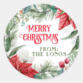 Vrolijk kerstcadeaulabel ronselaar ronde sticker (Voorkant)