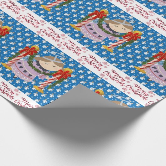 Vrolijk kerstcadeaupapier enblauw cadeaupapier (Hoek)