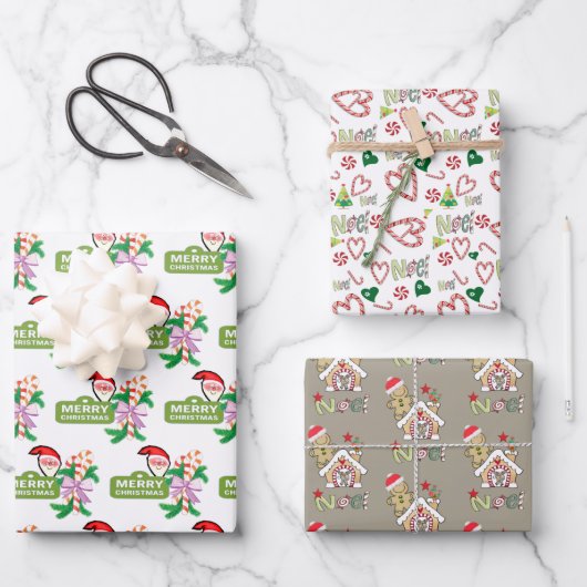 Vrolijk kerstcadeaupapier inpakpapier vel (Voorkant)