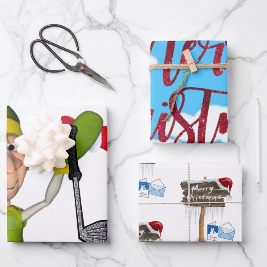 Vrolijk kerstcadeaupapier met kerstgolfer inpakpapier vel (Voorkant)
