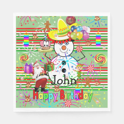 Vrolijk kerstcadeaupapier, Napkins, Merry Servet (Voorkant)