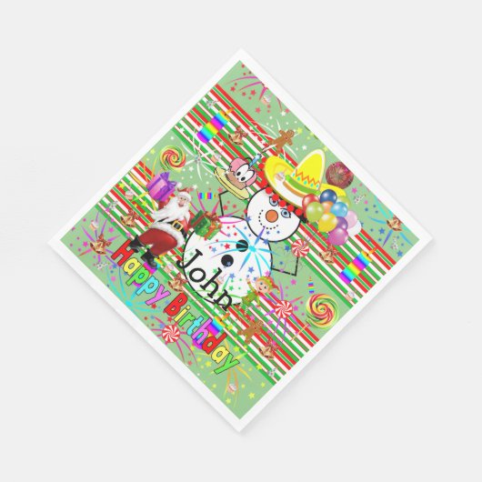 Vrolijk kerstcadeaupapier, Napkins, Merry Servet (Hoek)