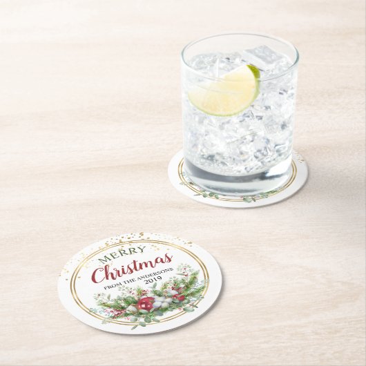 Vrolijk kerstcadeaupapier onderzetters (Insitu)