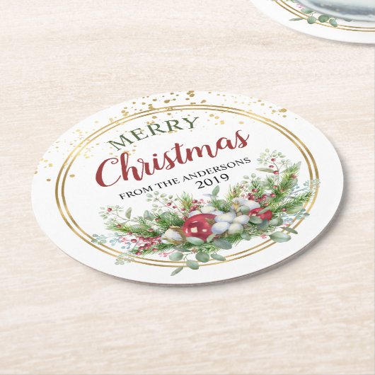 Vrolijk kerstcadeaupapier onderzetters (Gebogen)