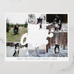 Vrolijk kerstcadeauscript minimaal 6 Foto Folie Feestdagen Briefkaart