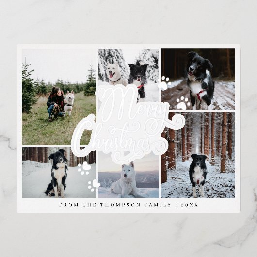 Vrolijk kerstcadeauscript minimaal 6 Foto Folie Feestdagen Briefkaart (Voorkant)