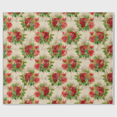 Vrolijk kerstcadeauscript Roos Gold Red Ivory Cadeaupapier (Vlak)