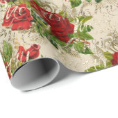 Vrolijk kerstcadeauscript Roos Gold Red Ivory Cadeaupapier (Rol Hoek)