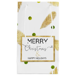 Vrolijk kerstcadeautas met klein cadeautje, Gold G Cadeauzakje
