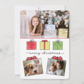 Vrolijk kerstcadeautje 3 foto's Holiday Feestdagenkaart (Voorkant)