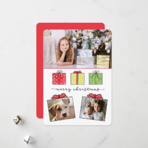 Vrolijk kerstcadeautje 3 foto's Holiday Feestdagenkaart