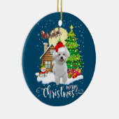 Vrolijk kerstcadeautje Bichon Frise-kerstman met k Keramisch Ornament (Rechts)