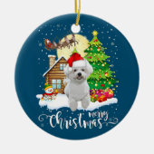 Vrolijk kerstcadeautje Bichon Frise-kerstman met k Keramisch Ornament (Voorkant)