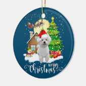 Vrolijk kerstcadeautje Bichon Frise-kerstman met k Keramisch Ornament (Links)