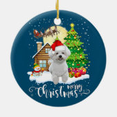 Vrolijk kerstcadeautje Bichon Frise-kerstman met k Keramisch Ornament (Achterkant)