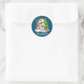 Vrolijk kerstcadeautje Bichon Frise-kerstman met k Ronde Sticker (Tas)