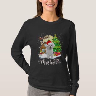 Vrolijk kerstcadeautje Bichon Frise-kerstman met k T-shirt