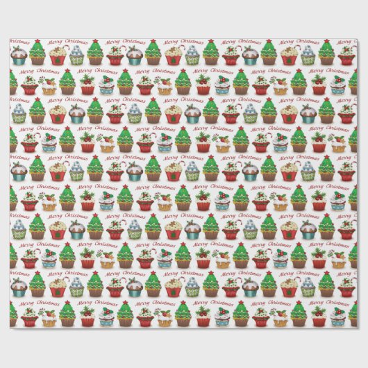 Vrolijk kerstcadeautje cadeaupapier (Vlak)