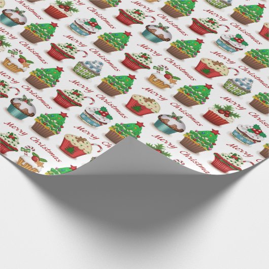 Vrolijk kerstcadeautje cadeaupapier (Hoek)