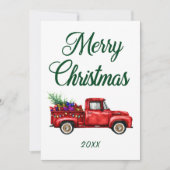 Vrolijk kerstcadeautje Classic Red Truck Tree Feestdagenkaart (Voorkant)