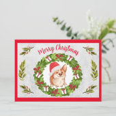 Vrolijk kerstcadeautje Corgi met Santa Hat Feestdagenkaart (Staand voorkant)