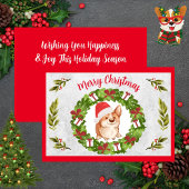 Vrolijk kerstcadeautje Corgi met Santa Hat Feestdagenkaart