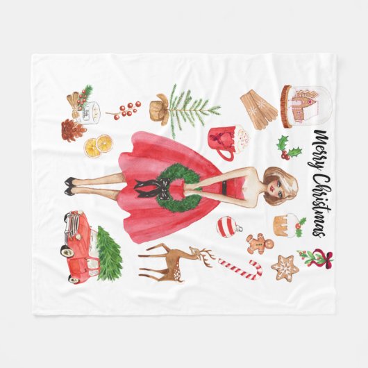 Vrolijk kerstcadeautje deken (Voorkant (Horizontaal))