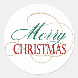 Vrolijk kerstcadeautje Elegant modern vakantiescri Ronde Sticker