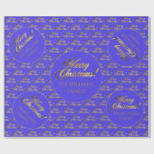Vrolijk kerstcadeautje elegant, Paars Gold Script Cadeaupapier (Vlak)