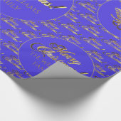 Vrolijk kerstcadeautje elegant, Paars Gold Script Cadeaupapier (Hoek)