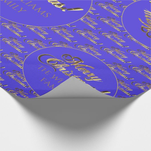 Vrolijk kerstcadeautje elegant, Paars Gold Script Cadeaupapier (Hoek)