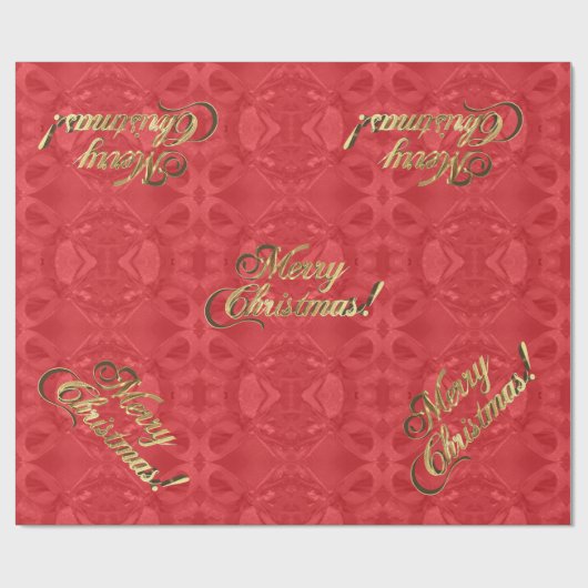 Vrolijk kerstcadeautje Elegant Red- en Gold-script Cadeaupapier (Vlak)