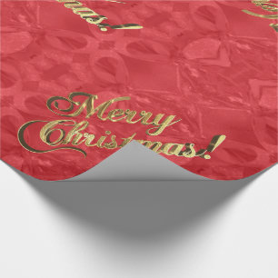 Vrolijk kerstcadeautje Elegant Red- en Gold-script Cadeaupapier