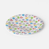 Vrolijk kerstcadeautje en balletjespatroon papieren bordje (Gekanteld)