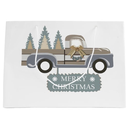 Vrolijk kerstcadeautje en  kerstbomen groot cadeauzakje (Voorkant)