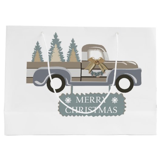 Vrolijk kerstcadeautje en kerstbomen groot cadeauzakje (Achterkant)