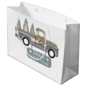 Vrolijk kerstcadeautje en kerstbomen groot cadeauzakje (Achterkant Gekanteld)