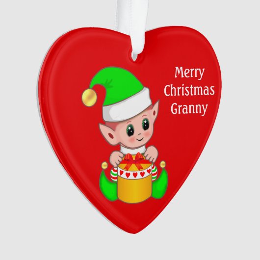 Vrolijk kerstcadeautje en kerstmis Elf Ornament (voorkant)