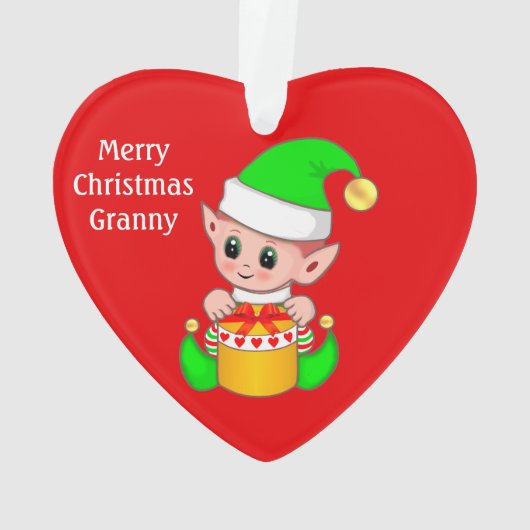 Vrolijk kerstcadeautje en kerstmis Elf Ornament (achterkant)