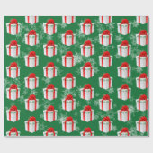 Vrolijk kerstcadeautje en sneeuwvlokken cadeaupapier (Vlak)